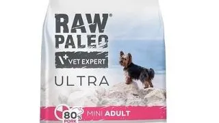 RAW PALEO Ultra Pork Mini Adult 8kg hrana monoproteica caini rasa mica, cu porc