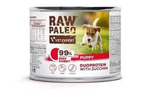 Hrana umeda cu vita pentru catelusi RAW PALEO Beef Rabbit Puppy 200g
