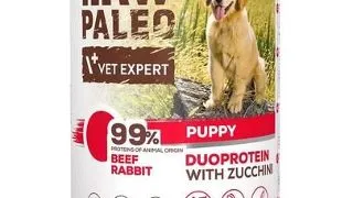 Hrana umeda cu vita RAW PALEO Beef Rabbit Puppy 400g pentru catelusi