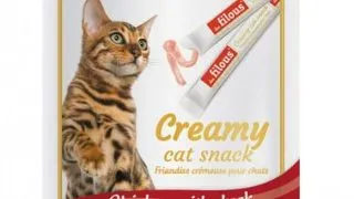 Recompense cremoase pentru pisici Les Filous, Pui si rata, 4 x 15g