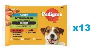 PEDIGREE Set hrana caine, cu vita si miel, curcan 52x100g
