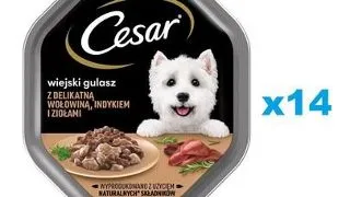CESAR Set mancare caine, curcan, vita si ierburi aromatice in sos 14x150 g