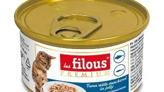 Hrana umeda pentru pisici Les Filous, Ton si macrou in jeleu, 6 x 85g