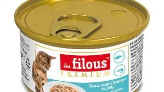 Hrana umeda pentru pisici Les Filous, Ton si creveti in jeleu, 6 x 85g
