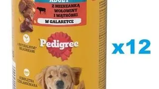 Conserve PEDIGREE Adult 12x400g pentru caini, cu vita si ficat in aspic
