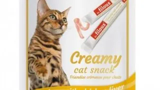 Recompense cremoase pentru pisici Les Filous, Pui si ficat de pui, 4 x 15g (6 bucati)