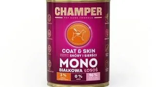 Conserva hrana monoproteica CHAMPER Coat Skin Somon 400 g pentru caini
