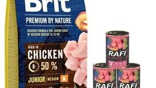 BRIT Premium By Nature Junior Medium M 15 kg + 6x400 g conserve cu vitel