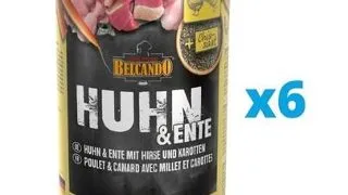 BELCANDO Super Premium hrana umeda pentru caini, pui si rata cu mei si morcovi 6x400 g