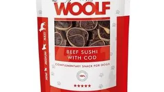 WOOLF Beef Sushi With Cod 100g gustare pentru caini, vita si cod