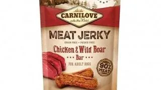 CARNILOVE Meat Jerky Chicken & wild boar Batoane pentru caini, cu pui si mistret 100g
