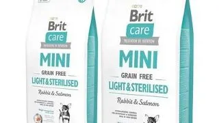 BRIT Care Grain Free Mini Light&Sterilised hrana uscata caini adulti talie mica cu tendinta de ingrasare, somon si iepure 14 kg (2 x 7 kg)