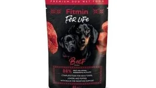 FITMIN For Life Adult and Puppies Beef bucatele cu vita in sos pentru pui si caini adulti 85 g