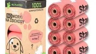 STARCH BAG Saci menajeri Bio compostabili 8 role x 15 buc, roz