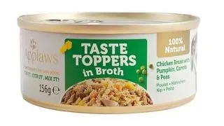 APPLAWS Taste Toppers Conserva pentru caini, piept de pui, dovleac, mazare in sos 156 g