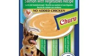 INABA Dog Churu Fish Based Salmon with Vegetables Recipe 4x14g recompensa cremoasa cu somon si legume pentru caini