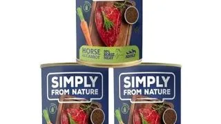 SIMPLY FROM NATURE Hrana umeda pentru caini, carne de cal, seminte de in si morcov 3 x 400 g