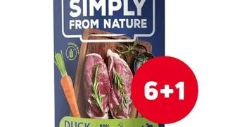SIMPLY FROM NATURE pachet conserve caini 6 x 400 g + 1 GRATIS rata si morcov