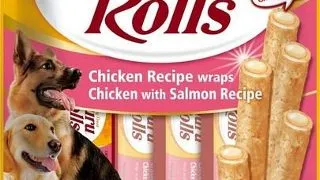 INABA Churu Rolls Chicken 8x12g rolls cu pui si somon pentru caini
