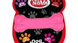 PET NOVA DOG LIFE STYLE Jucarie os pentru caini, 11cm, roz, aroma carne de vita