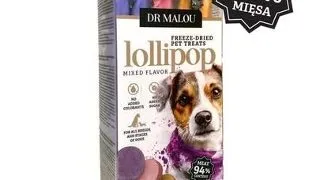 DR MALOU Lollipop acadele liofilizate din carne pentru caini arome mixte 48 g (6 bucati)