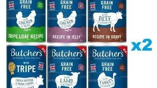 BUTCHER'S Original Mix arome 12x400g sos (vita, curcan) jeleu (pui, miel) pate (rumen, pui si rumen)