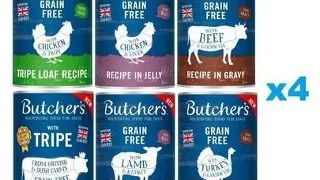 BUTCHER'S Original Mix arome 24x400g sos (vita, curcan) jeleu (pui, miel) pate (rumen, pui si rumen)