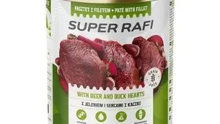 Hrana umeda caini pate RAFI Super 800 g cerb si inimi de rata