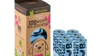 STARCH BAG Saci BIO compostabili pentru fecale caini 8 role, albastru