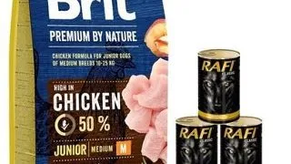 BRIT Premium By Nature Junior Medium M 15 kg + hrana cu pasare 6x1240 g