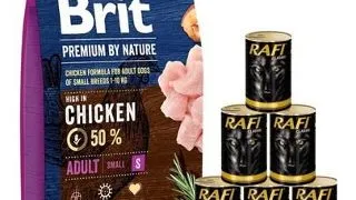 BRIT Premium By Nature Adult Small S 8 kg + hrana caini 6x1240 g pasare