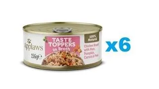 APPLAWS Taste Toppers Conserve hrana pentru caini, cu piept de pui, sunca si dovleac in sos 6x156 g
