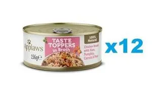 APPLAWS Taste Toppers Hrana umeda pentru caini adulti, cu piept de pui, sunca si dovleac in sos12x156 g