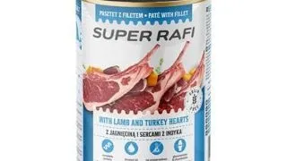 SUPER RAFI Pate cu miel si inimi de curcan 400 g pentru caini adulti
