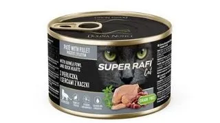SUPER RAFI Cat cu bibilica si inimi de rata 185 g pentru pisici sterilizate