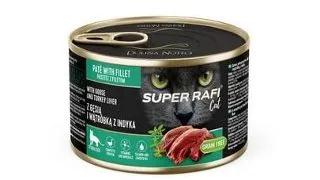 SUPER RAFI Cat cu rata si ficat de curcan 185 g pentru pisici sterilizate