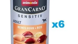 ANIMONDA GranCarno Sensitiv Pure Chicken&Rice 6x400 g Conserve pui cu orez pentru caini adulti sensibili