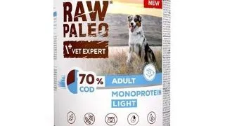 RAW PALEO Light Cod Hrana umeda monoproteica cu cod pentru caini adulti 800 g