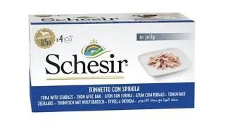Hrana caini mici cu ton SCHESIR biban de mare in jeleu 4x85 g