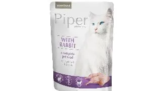 Hrana umeda PIPER CAT STERILISED, carne de iepure 100g