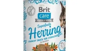 BRIT Care Cat Snack Superfruits recompense pentru pisici sterilizate, cu hering 100 g