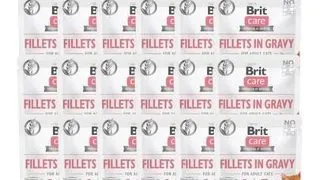 BRIT Care Fillets in gravy Hrana umeda pentru pisici adulte, cu somon si curcan in sos 24 x 85 g