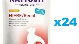 KATTOVIT Feline Diet Niere/Renal hrana umeda dietetica pentru pisici cu afectiuni ale rinichilor, cu pui 24 x 85 g