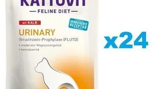 KATTOVIT Feline Diet Urinary hrana umeda dietetica pentru pisici in prevenirea pietrelor struvit, cu vitel 24 x 85 g