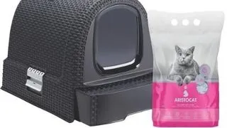 CURVER Litiera acoperita pisici + ARISTOCAT Silicat pisici PREMIUM 3.8 l fara parfum