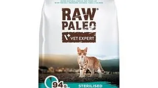 VETEXPERT Raw Paleo  Sterilised Chicken&amp;Tuna&amp;Salmon Hrana uscata pentru pisici sterilizate 2 kg