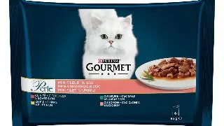 Hrana umeda pentru pisici Gourmet Perle, Vita, Pui, Iepure, Somon, in sos, 4x85g 4x85g