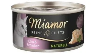 MIAMOR Feine Filets Naturell Chicken&amp;Ham 80g pui si sunca in sos propriu, hrana pisica