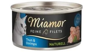 MIAMOR Feine Filets Naturell Tuna&amp;Shrimps 80g ton si creveti in sos propriu, hrana pisica