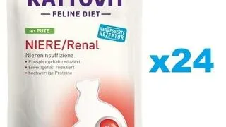 KATTOVIT Feline Diet Niere/Renal hrana umeda dietetica pentru pisici cu afectiuni ale rinichilor, curcan 24 x 85 g